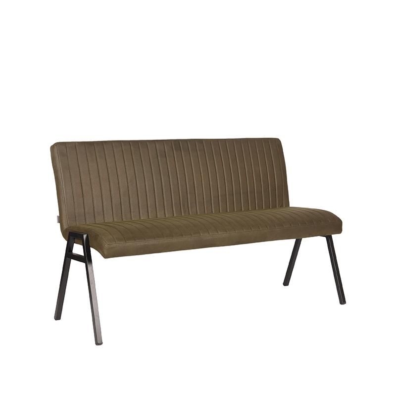 Eetkamerbank Matz 145x62x86 cm Army Microvezel | Zwart metaal