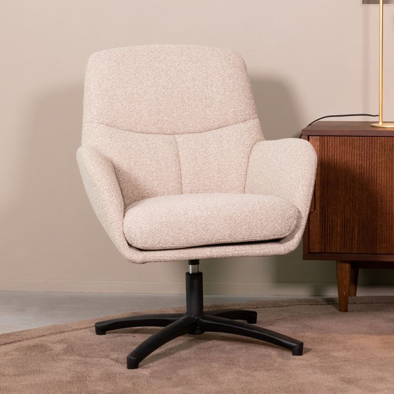Draaifauteuil Chill Zone 68x73x90 cm Naturel Royal Boucle | Zwart Metaal