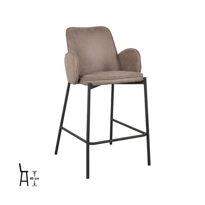 Barkruk Joni 51x53x94 cm Taupe Micro Suede | Zwart Metaal