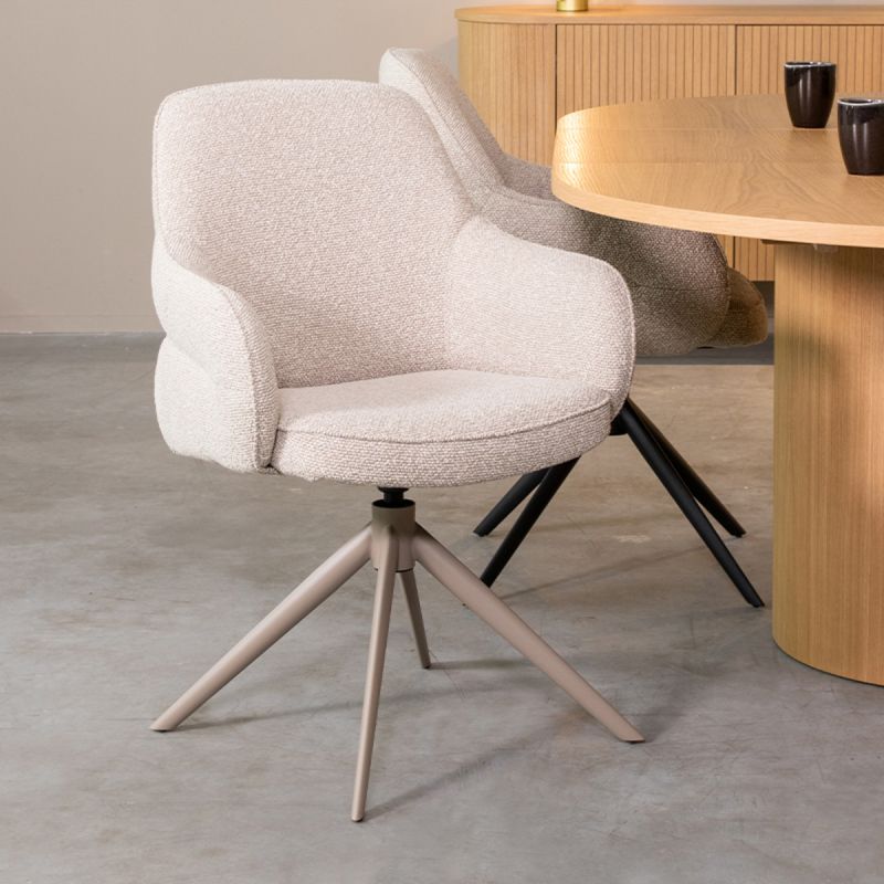 Eetkamerstoel Bern 61x66x91 cm Naturel Royal Boucle | Taupe Metaal