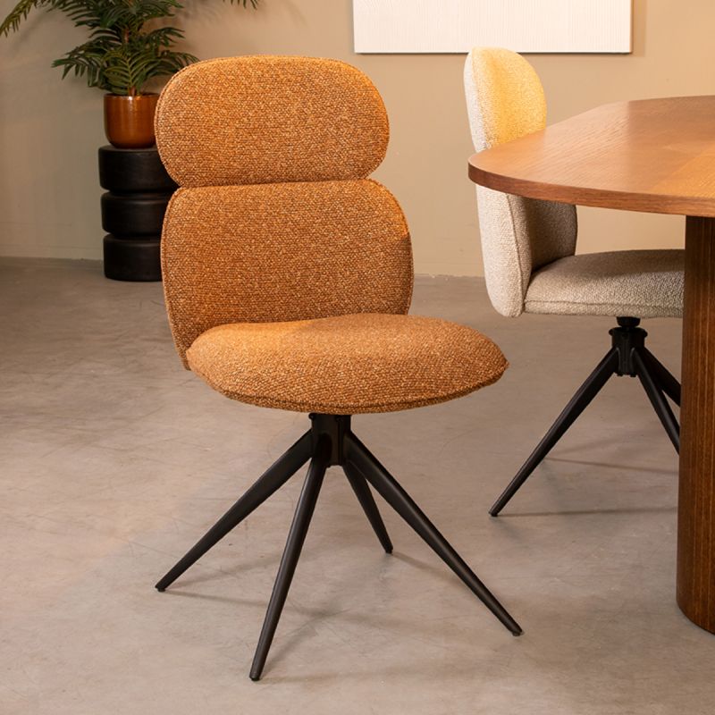 Eetkamerstoel Finn 49x62x91 cm Coral Royal Boucle | Zwart Metaal