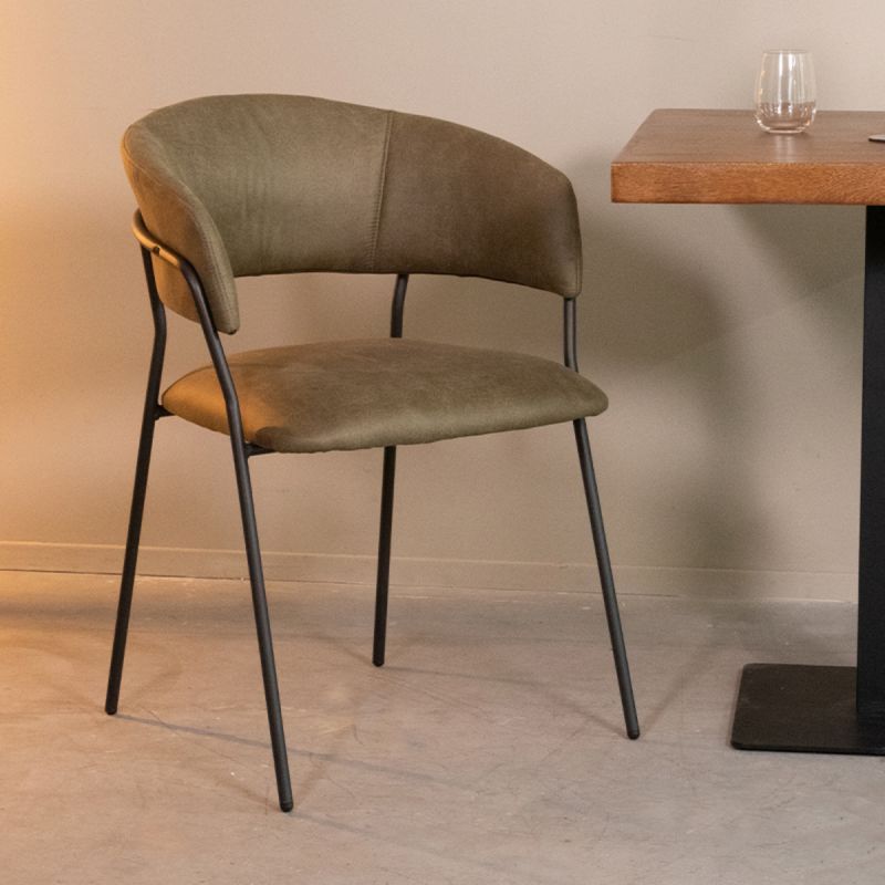 Eetkamerstoel Luuk 58x45x80 cm Moss Micro Suede | Zwart Metaal