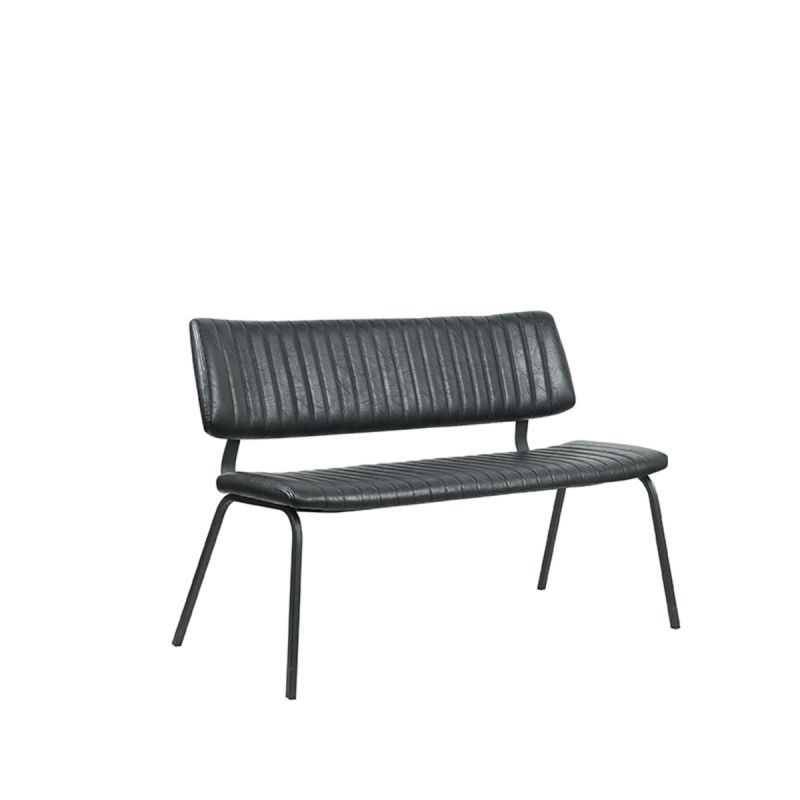 Eetkamerbank Gusto 120x63x81 cm Zwart Kunstleder | Zwart Metaal