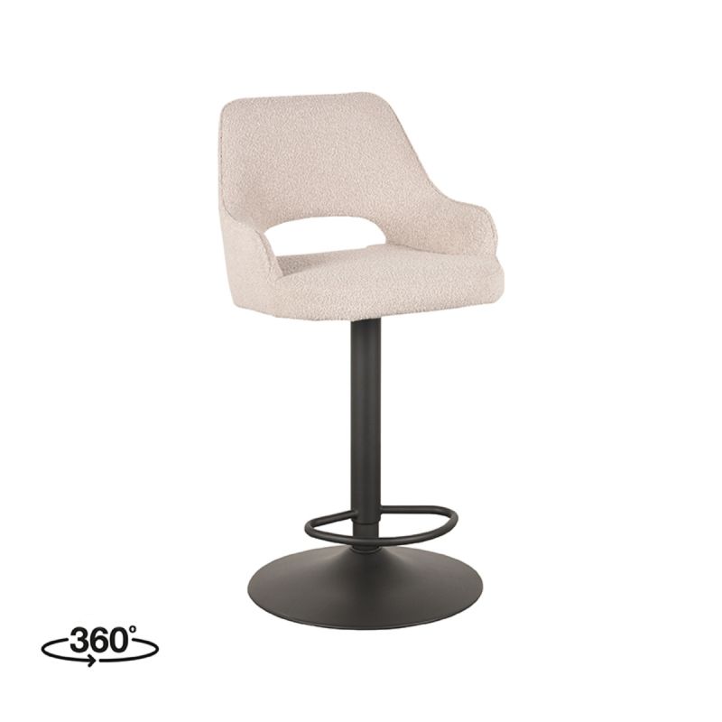 Barkruk Fer 50x52x90-110 cm Naturel Boucle | Zwart Metaal