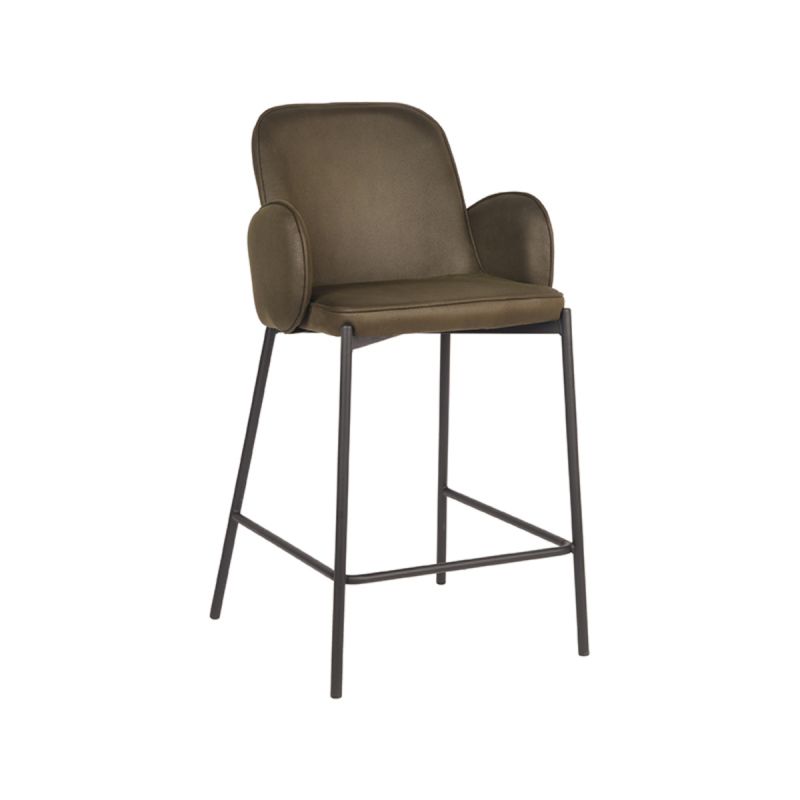 Barkruk Jari 51x53x94 cm Army Microvezel | Zwart Metaal