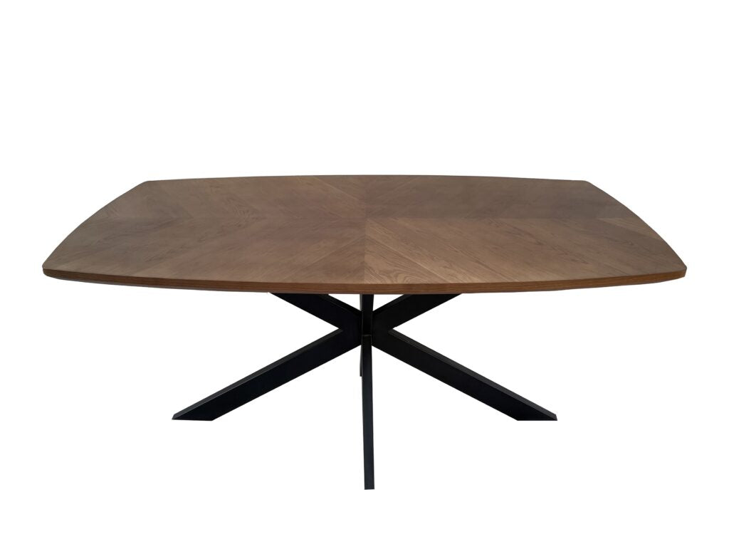 Facetrand tafel – Fineerlaag met visgraatmotief – curved bruin glad