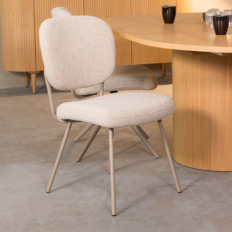 Eetkamerstoel Singapore 49x63x90 cm Naturel Royal Boucle | Taupe Metaal