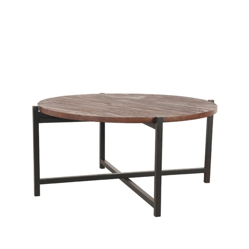 Salontafel Dox 70x70x35 cm Espresso Mangohout | Zwart Metaal