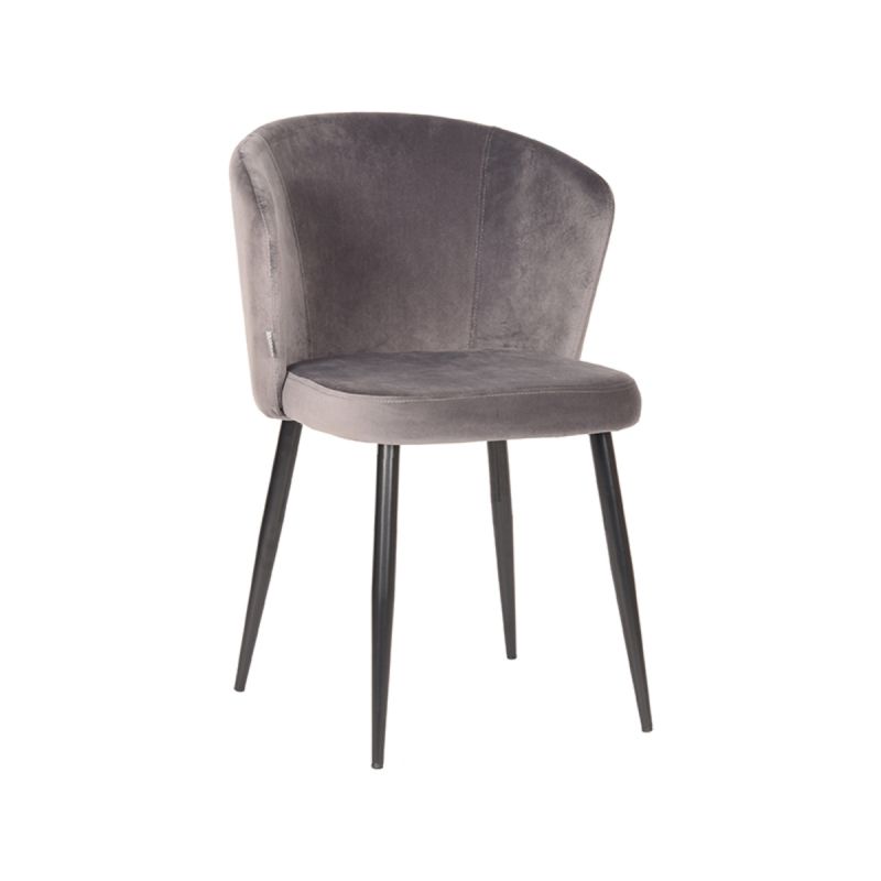 Eetkamerstoel Wave 58x60x85 cm Grijs Fluweel | Zwart Metaal