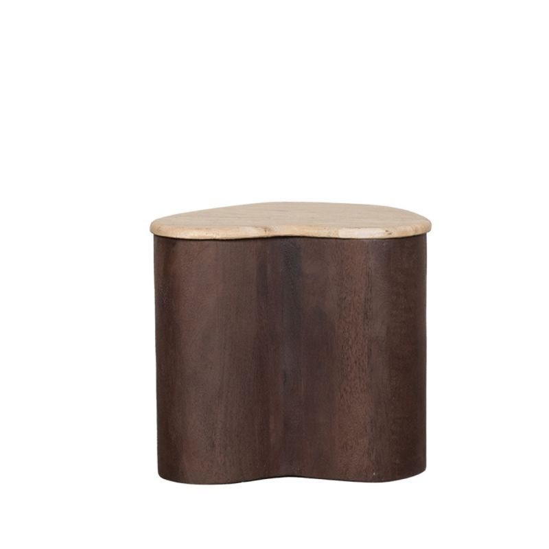 Bijzettafel Davi 40x30x45 cm Travertin | Espresso Mangohout