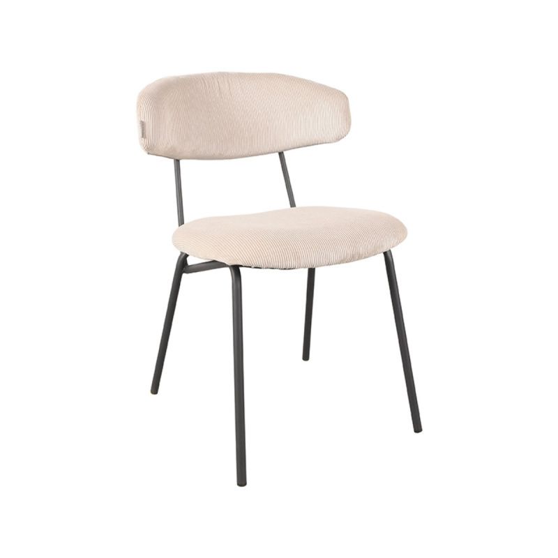 Eetkamerstoel Zack 53x59x79 cm Naturel Ribcord | Zwart Metaal