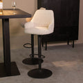 Barkruk Fender 50x52x90-110 cm Champagne Boucle | Zwart Metaal