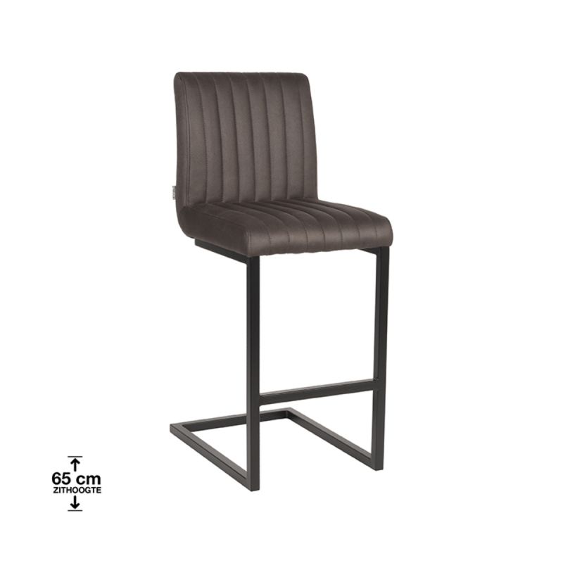 Barkruk Milo 41x53x100 cm Antraciet Microvezel | Zwart Metaal