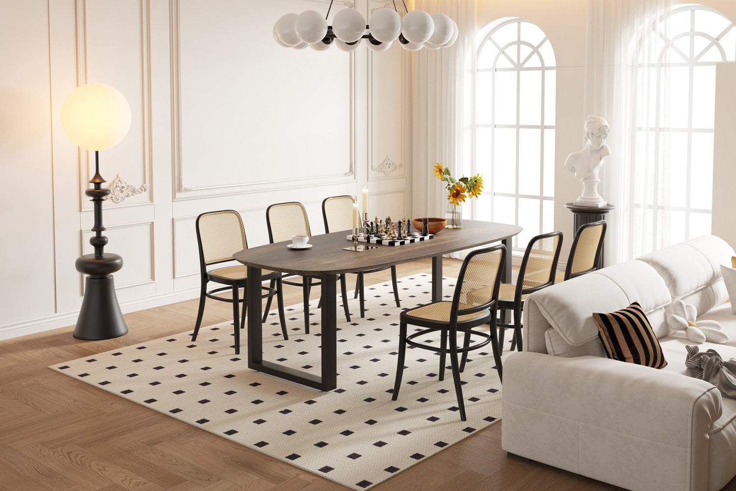 Tafel virtuo 220x100 cm Deens Ovaal U-Poot Mango hout Tabaco