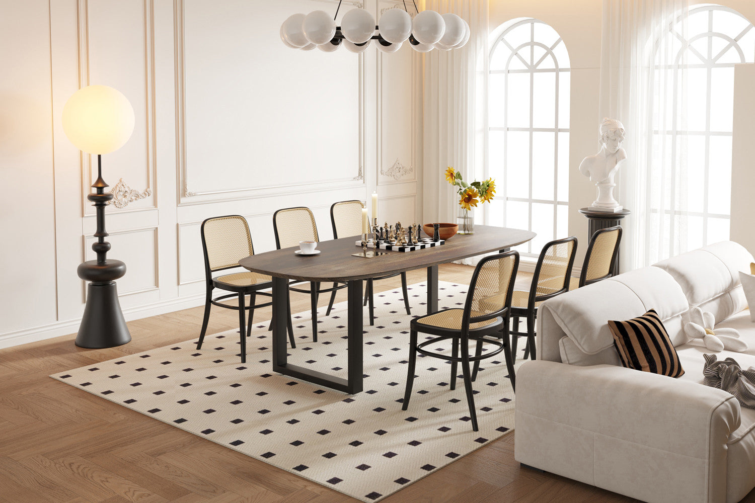 Tafel virtuo 220x100 cm Deens Ovaal U-Poot Mango hout Tabaco