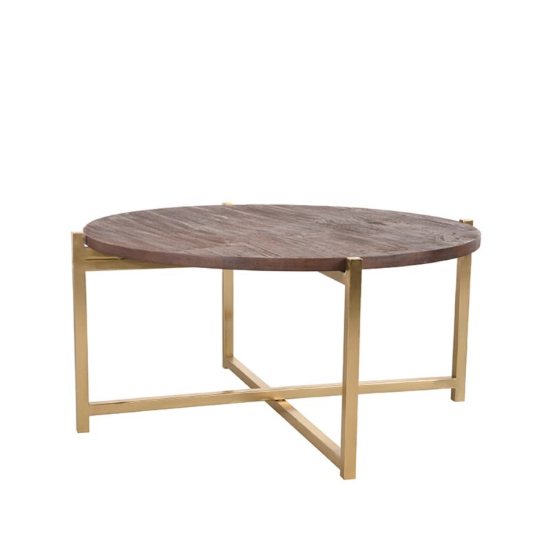 Salontafel Dox 70x70x35 cm Espresso Mangohout | Goud Metaal