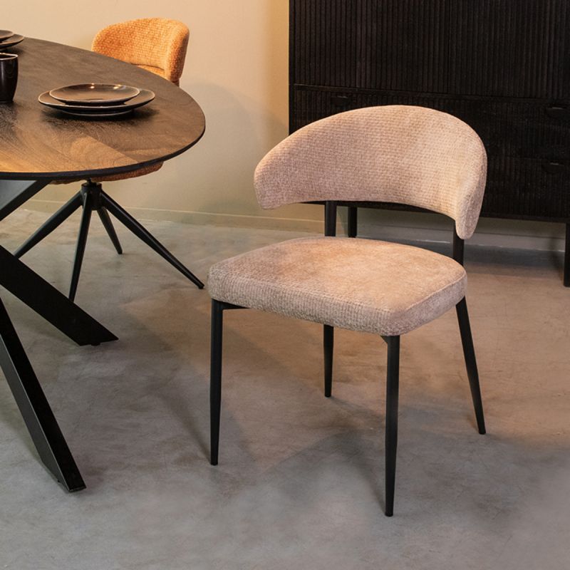 Eetkamerstoel Bliss 56x55x76 cm Clay Elite | Zwart Metaal