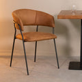 Eetkamerstoel Luuk 58x45x80 cm Cognac Micro Suede | Zwart Metaal