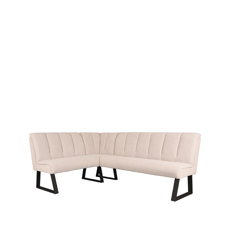 Eetkamerbank Modula 212x162x92 cm Naturel Boucle | Zwart Metaal