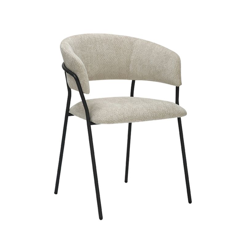 Eetkamerstoel Luuk 58x45x80cm Naturel Elite | Zwart Metaal