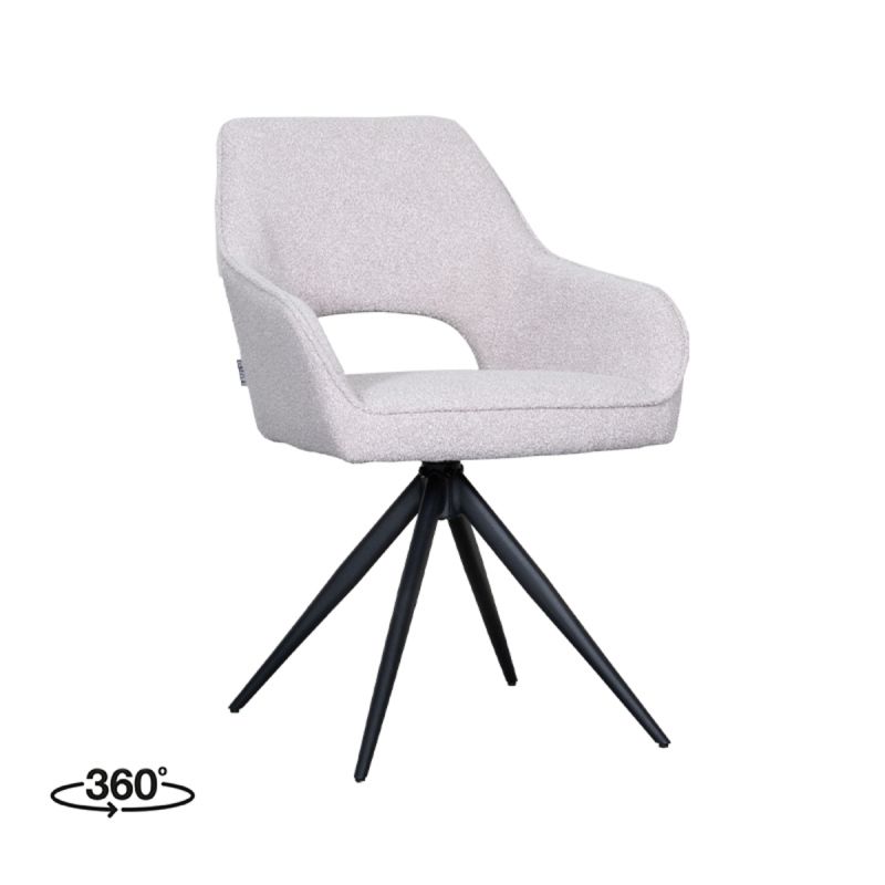 Eetkamerstoel Finley 60x59x91 cm Naturel Boucle | Zwart Metaal