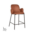 Barkruk Jari 51x53x94 cm Cognac Microvezel | Zwart Metaal