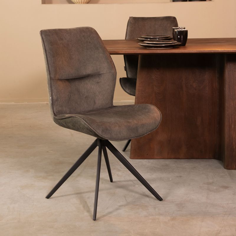 Eetkamerstoel Comfy 48x64x91 cm Antraciet Cosmo | Zwart Metaal