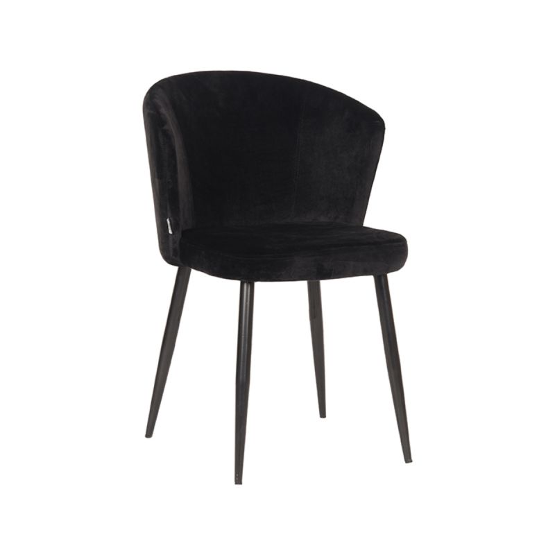 Eetkamerstoel Wave 58x60x85 cm Zwart Fluweel | Zwart Metaal