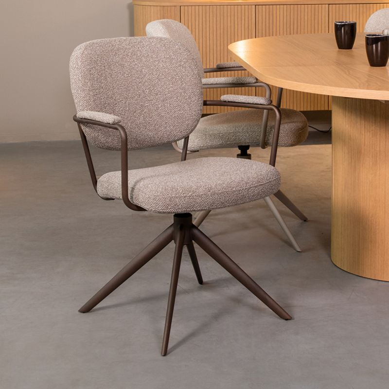 Eetkamerstoel Basel 61x64x89 cm Mushroom Royal Boucle | Brons Metaal