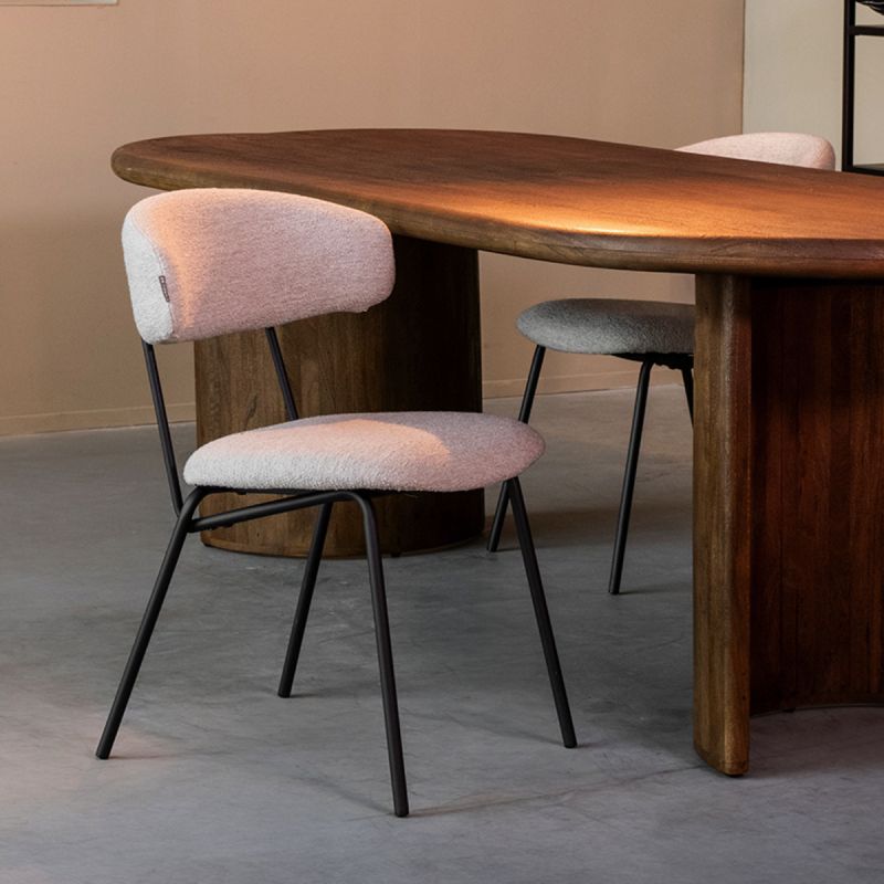 Eetkamerstoel Zack 53x59x79 cm Naturel Boucle | Zwart Metaal