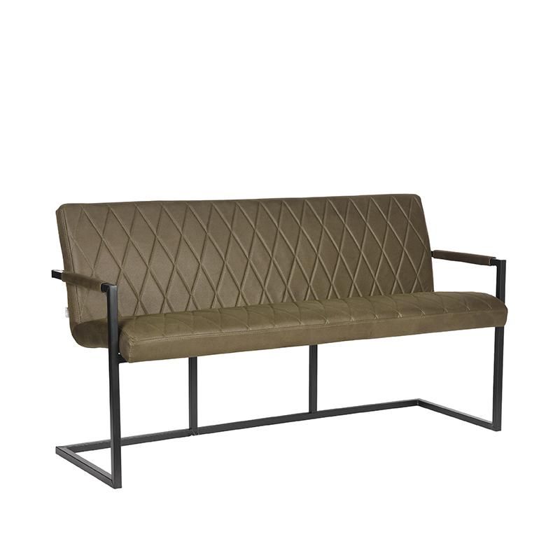 Eetkamerbank Denmark 155x62x86 cm Army Microvezel | Zwart Metaal