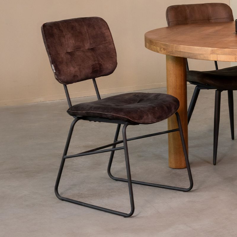 Eetkamerstoel Dez 49x60x87 cm Antraciet Velours | Zwart Metaal