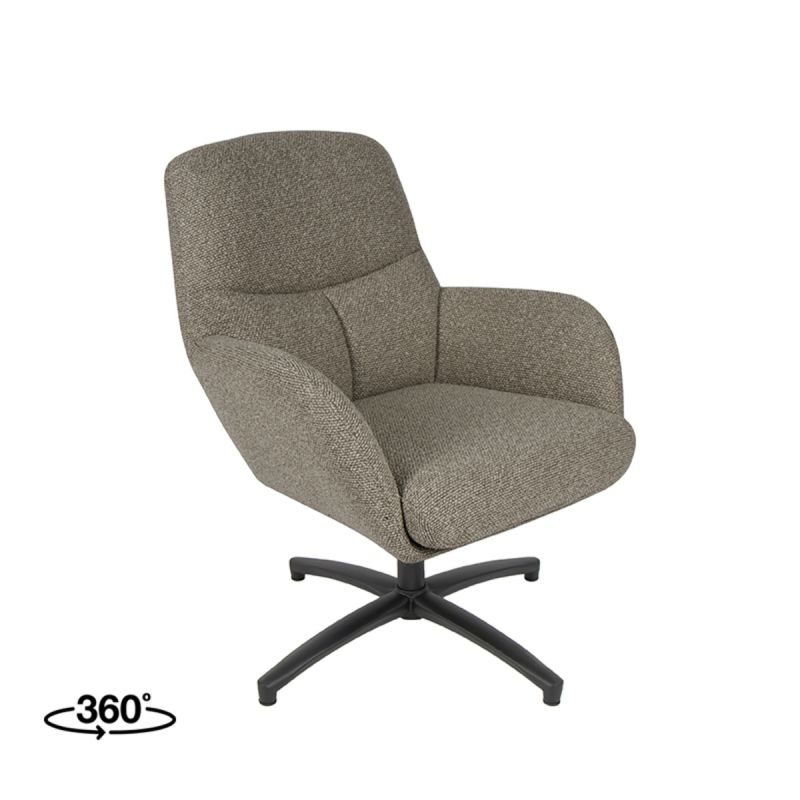Draaifauteuil Chill Zone 68x73x90 cm Mushroom Royal Boucle | Zwart Metaal