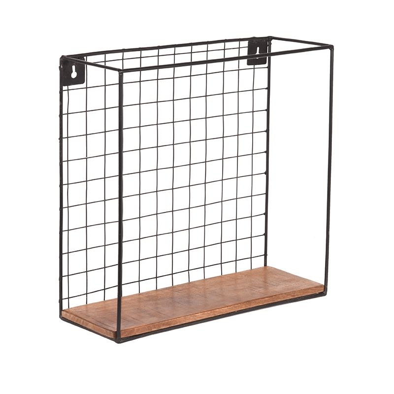 Wandrek Firm 40x15x40 cm| XL Rough Mangohout | Zwart Metaal