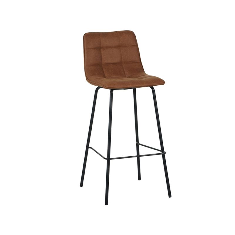 Barkruk Bistro 44x51x105 cm Cognac Micro Suede | Zwart Metaal