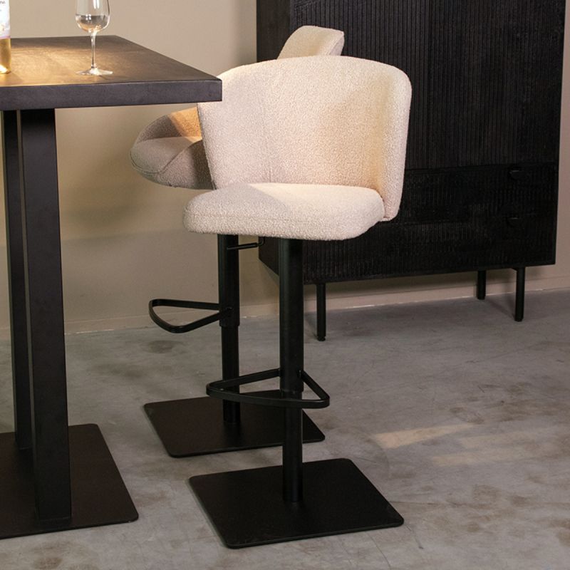 Barkruk Wave 54x59x85-110 cm Naturel Touch | Zwart Metaal