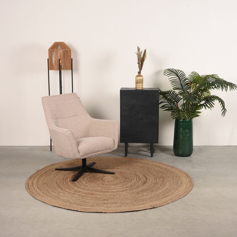 Ladekast Cotia 50x30x90 cm Zwart Mangohout | Zwart Metaal