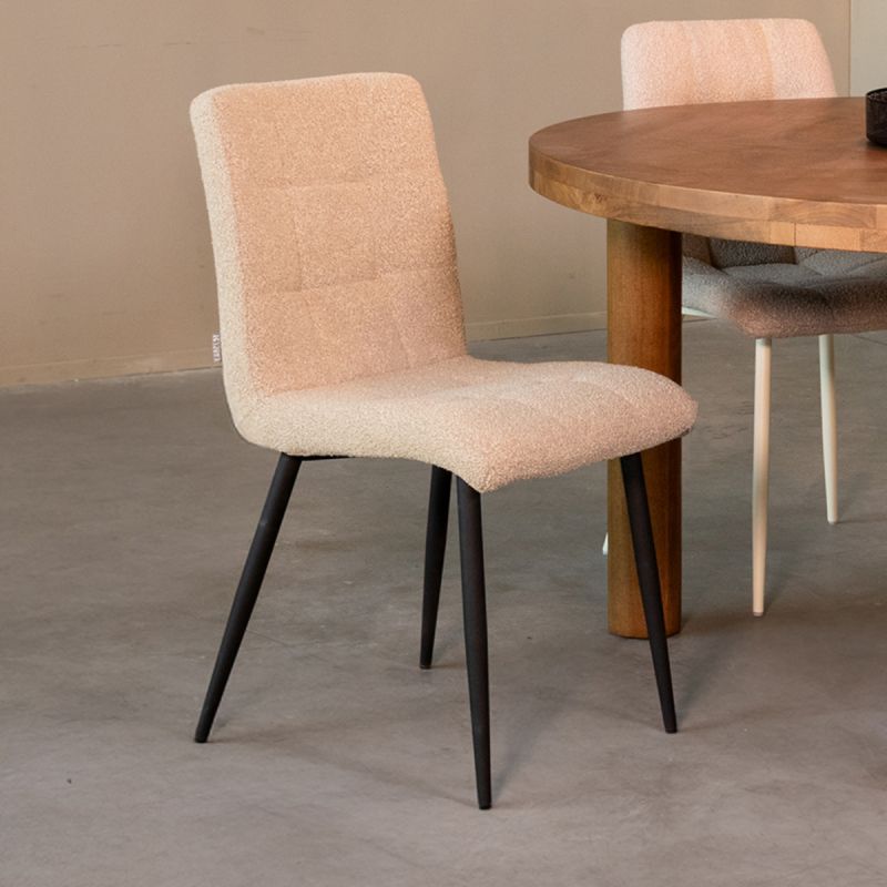 Eetkamerstoel Sam 44x57x86 cm Zand Boucle | Zwart Metaal