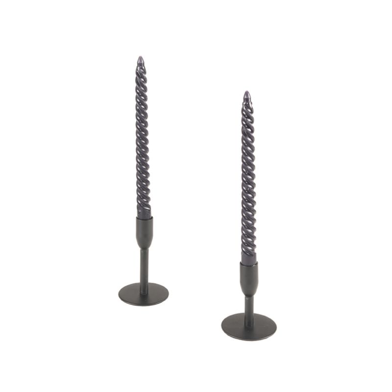 Set Kandelaars 8x8x13 cm Zwart Metaal