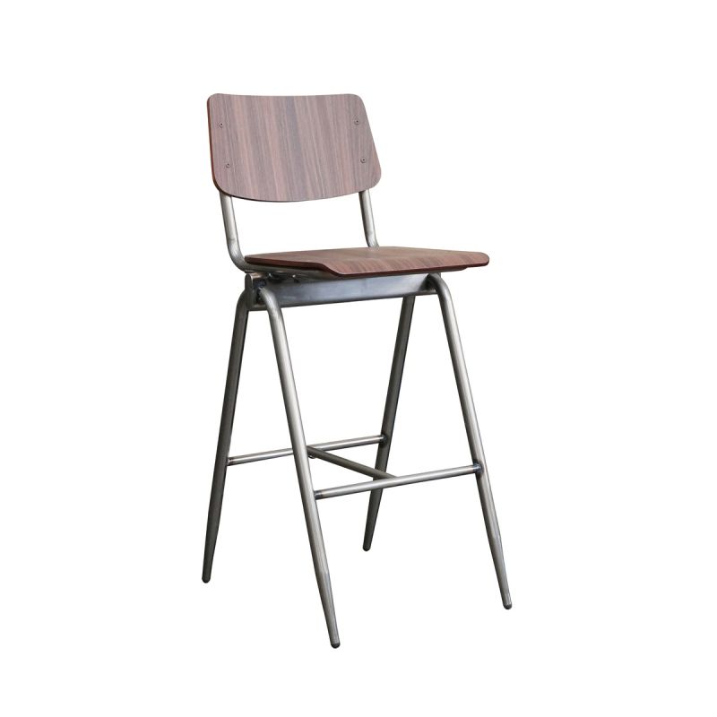 Barkruk Solid 49x58x109 cm Donkerbruin Hout | Gun Metal