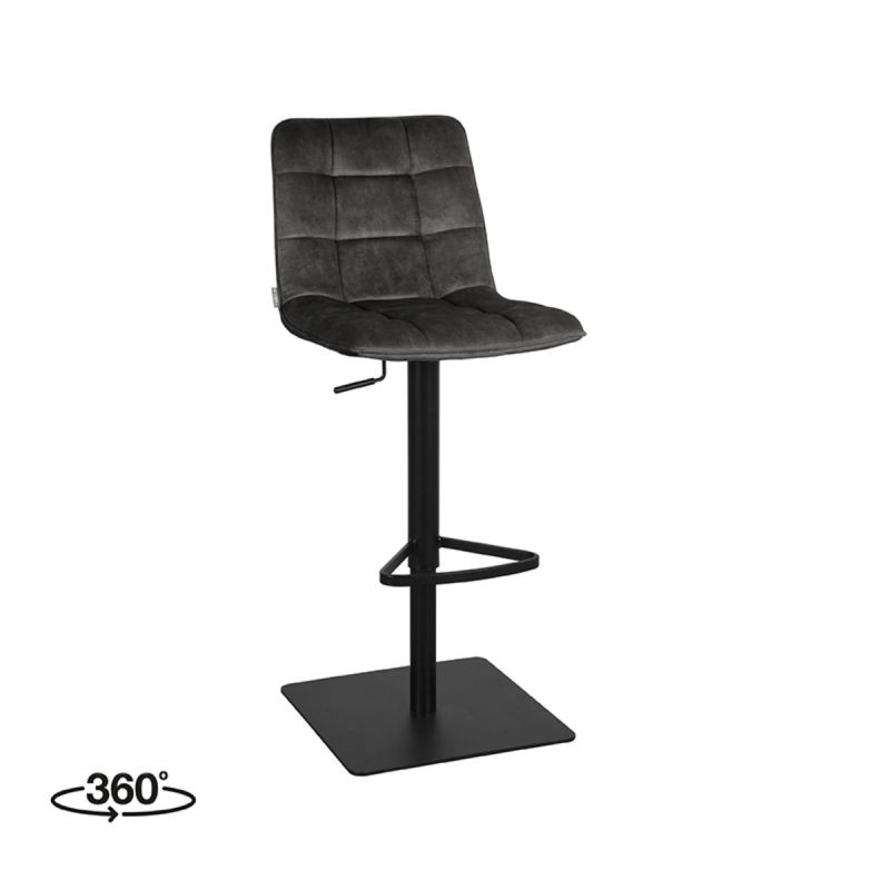 Barkruk Juul 45x56x88-113 cm Antraciet Velours | Zwart Metaa