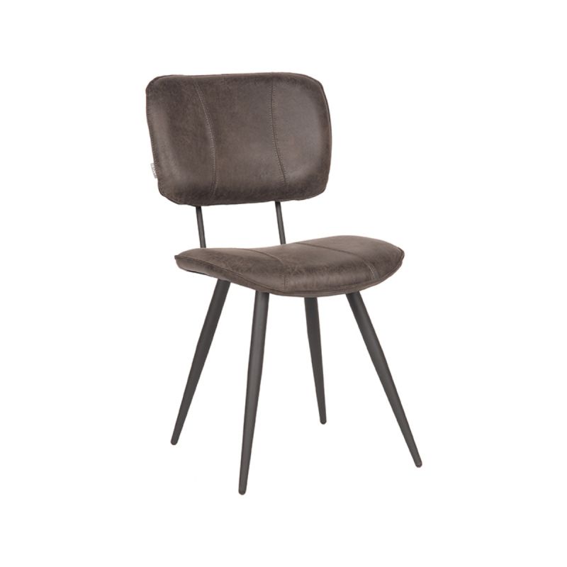 Eetkamerstoel Fos 49x60x87 cm Antraciet Leder | Zwart Metaal