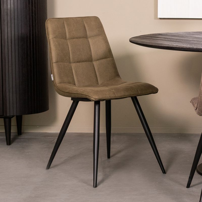 Eetkamerstoel Bistro 46x59x86 cm Moss Micro Suede | Zwart Metaal