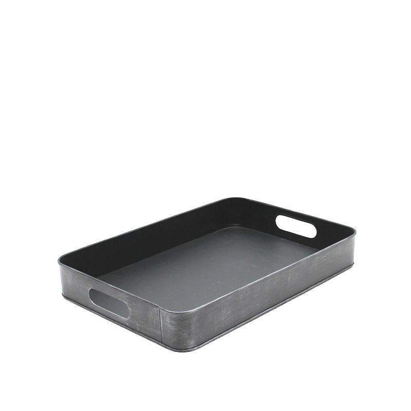 Dienblad 39x28x6 cm | S Antiek Grijs Metaal