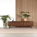 Tv-Meubel Rio 220x40x60 cm Espresso Mangohout | Zwart Metaal