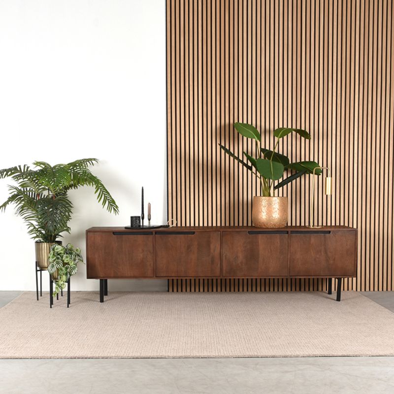 Tv-Meubel Rio 220x40x60 cm Espresso Mangohout | Zwart Metaal