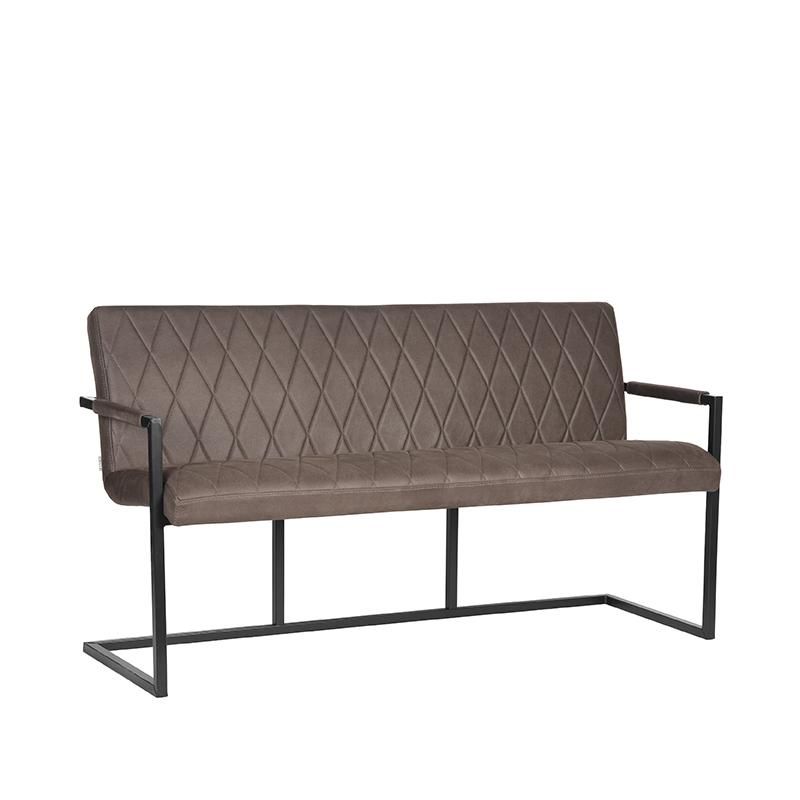 Eetkamerbank Denmark 155x62x86 cm Antraciet Microvezel | Zwart Metaal