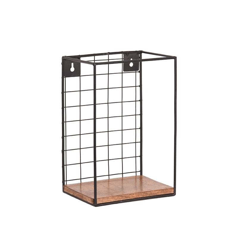 Wandrek Firm 20x15x30 cm Rough Mangohout | Zwart Metaal