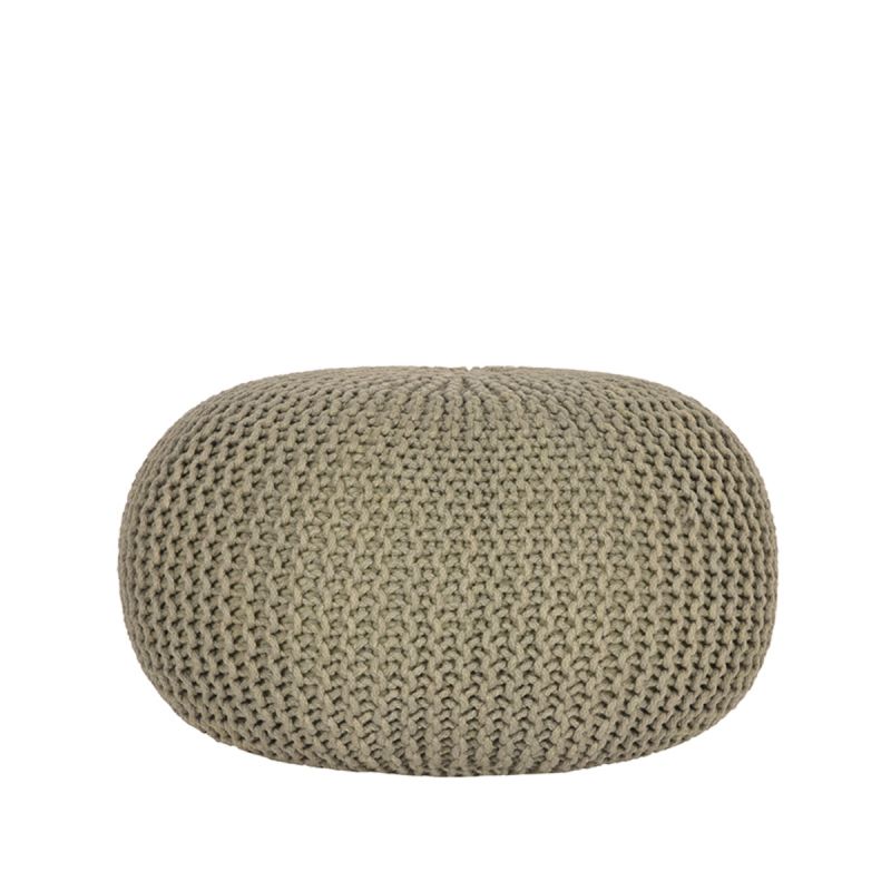 Poef Gebreid 70x70x35 cm| L Olive Katoen