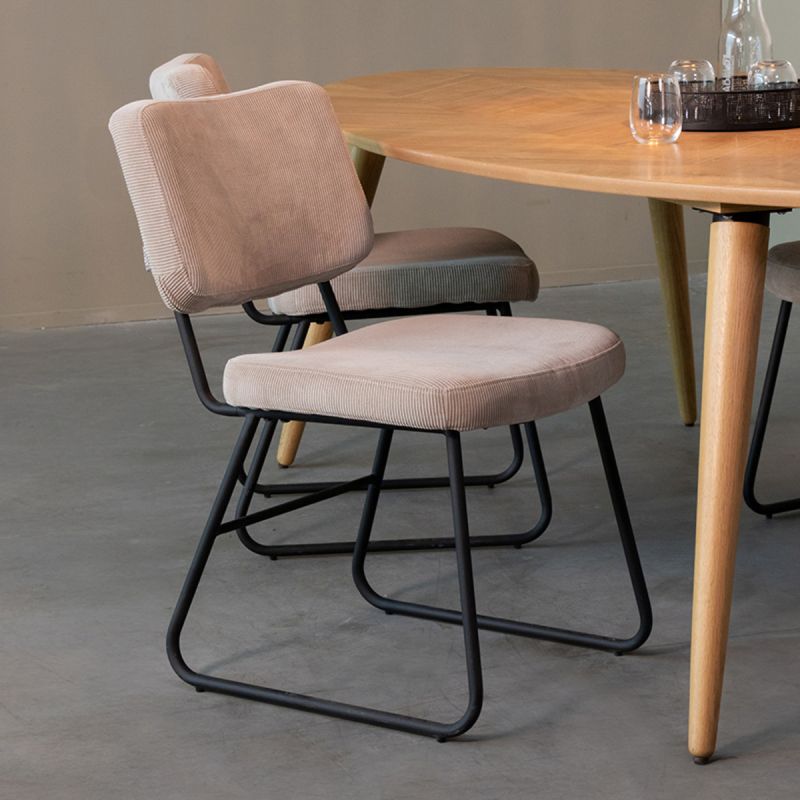 Eetkamerstoel Noah 47x61x85 cm Naturel Ribcord | Zwart Metaal